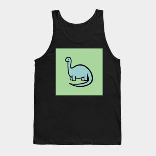 Blue Dinosaur on Green Tank Top